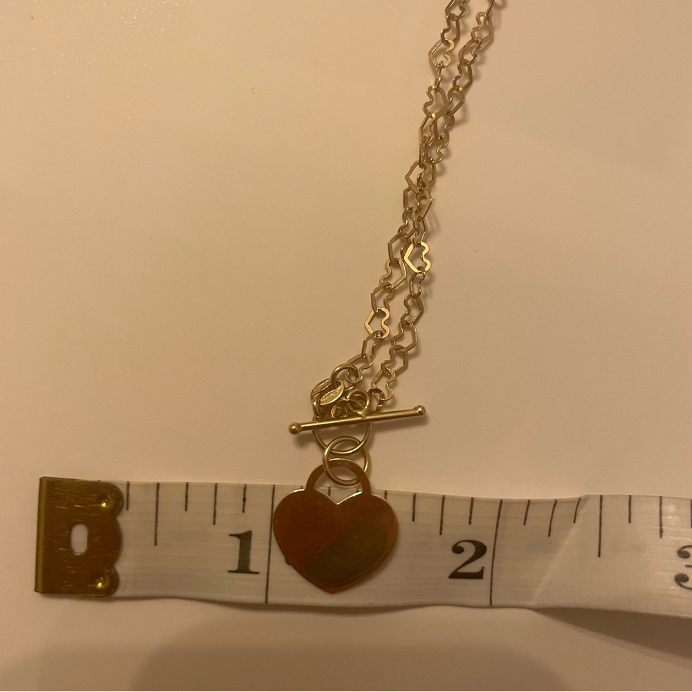 14k gold heart necklace with heart pendant attached - Picture 8 of 10